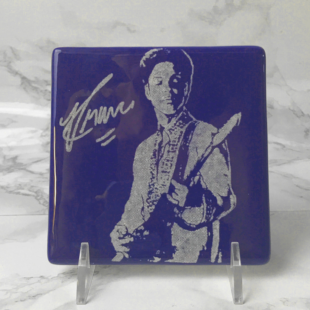 Prince (Guitar) Fused Glass 4" Single Coaster