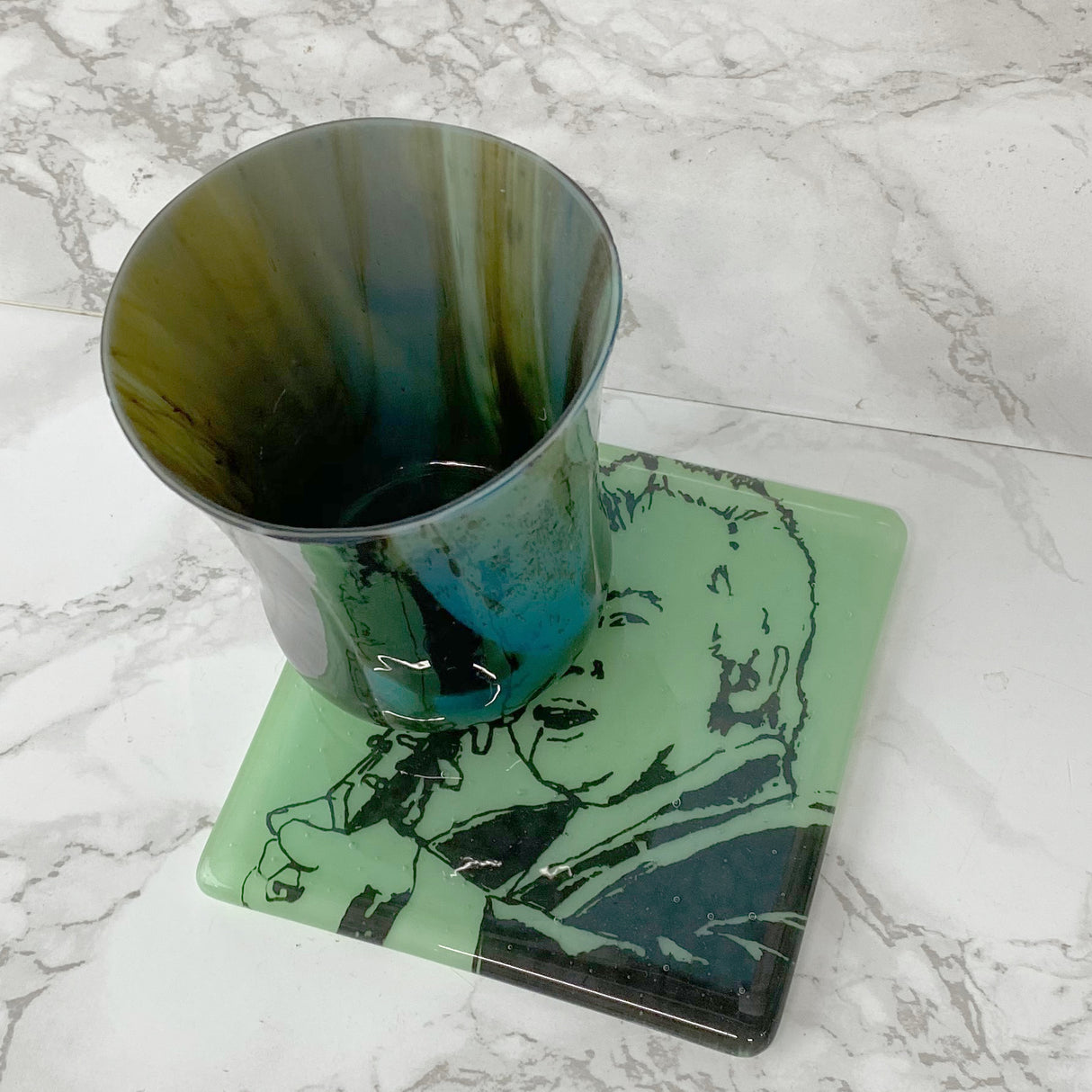 John Prine Fused Glass 4" Single Coaster