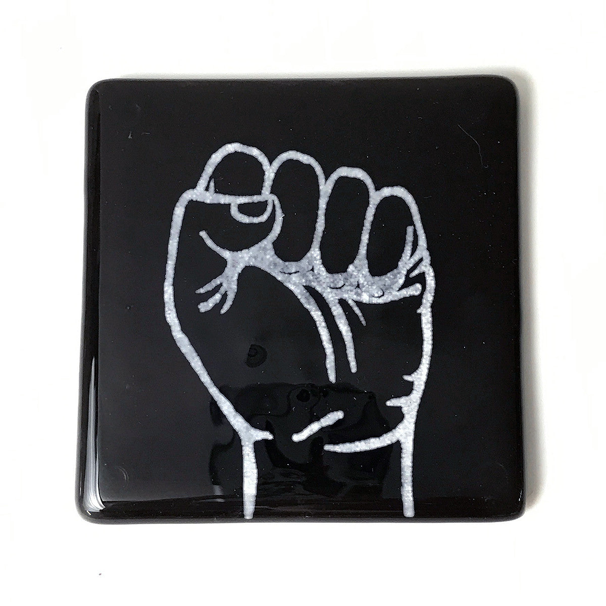 Resist Fist Fused Glass 4" Single Coaster