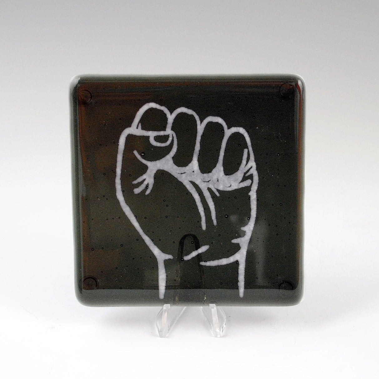 Resist Fist Fused Glass 4" Single Coaster