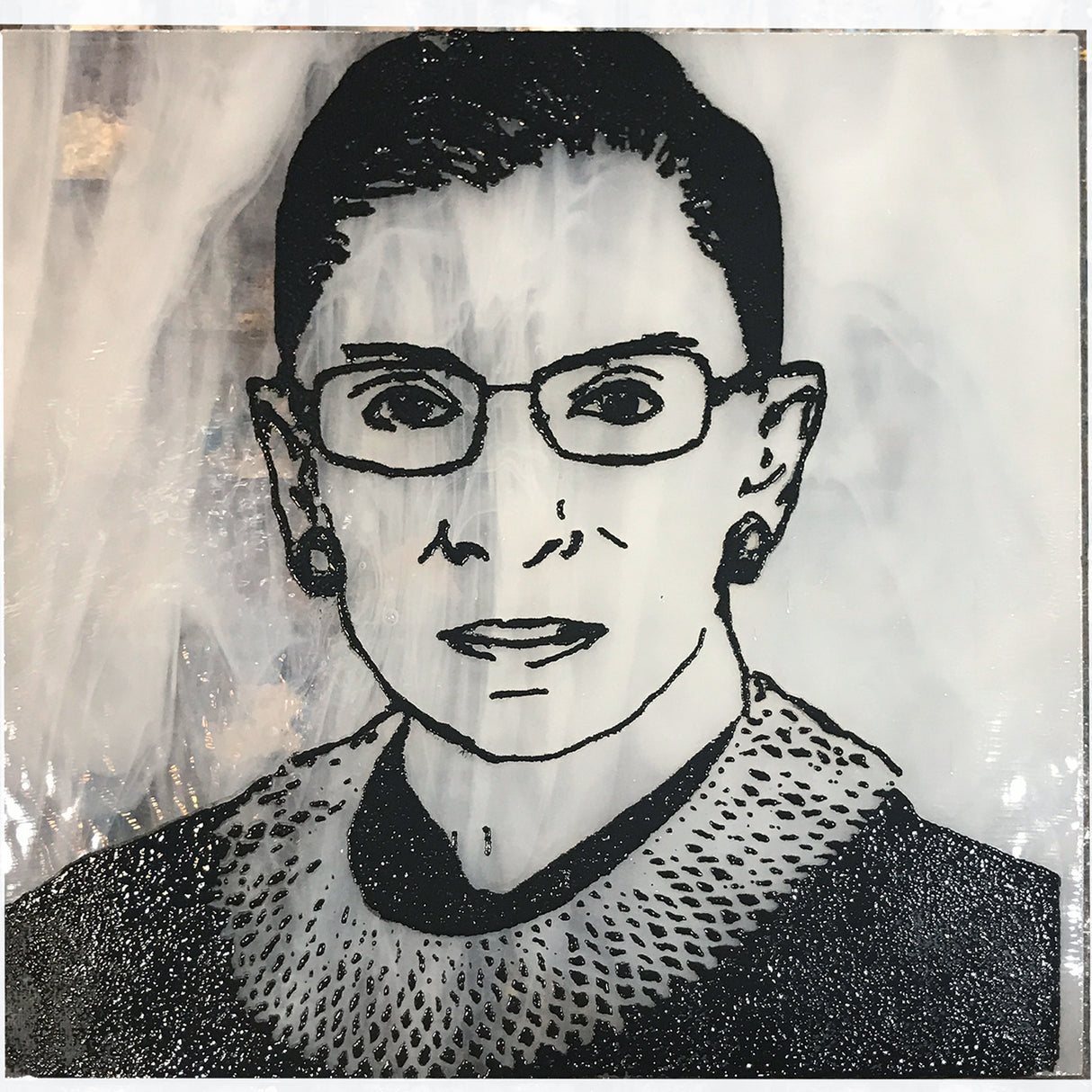 Supreme Court Justice Ruth Bader Ginsburg Fused Glass 4" Single Coaster