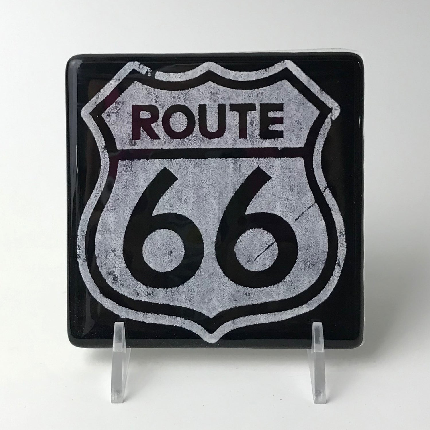 Route 66 Fused Glass 4" Single Coaster