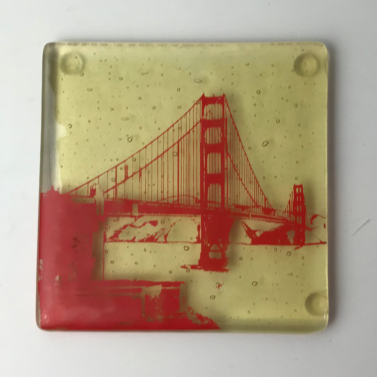 San Francisco Golden Gate Bridge Fused Glass 4" Single Coaster
