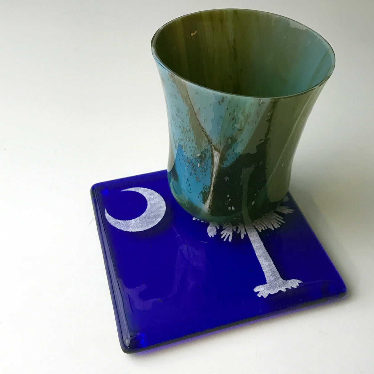South Carolina Palmetto Fused Glass 4" Single Coaster - made to order