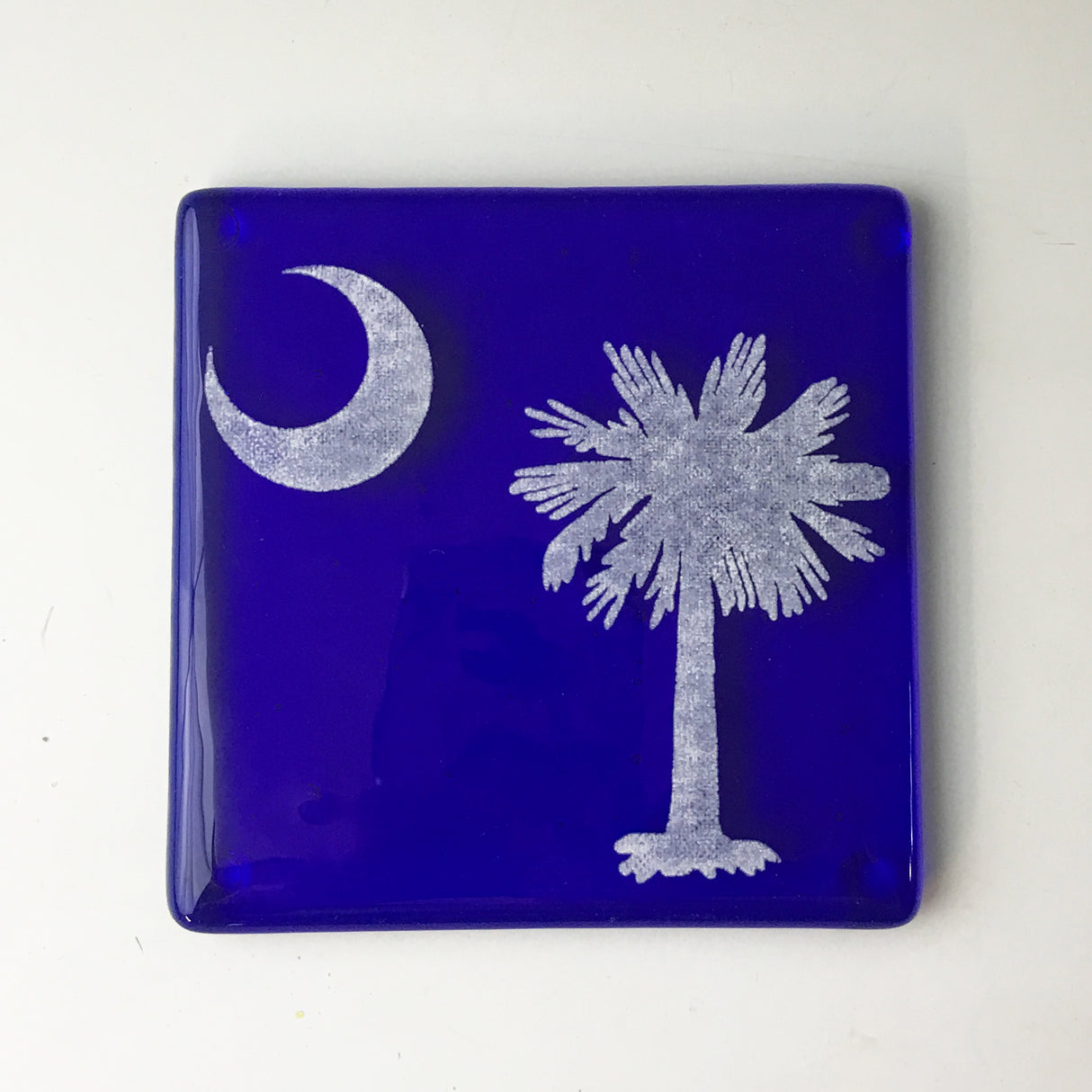 South Carolina Palmetto Fused Glass 4" Single Coaster - made to order