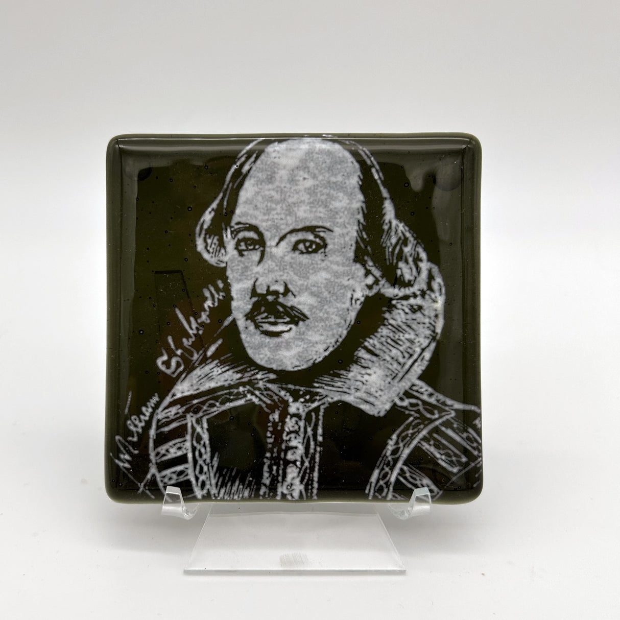 William Shakespeare Fused Glass 4" Single Coaster