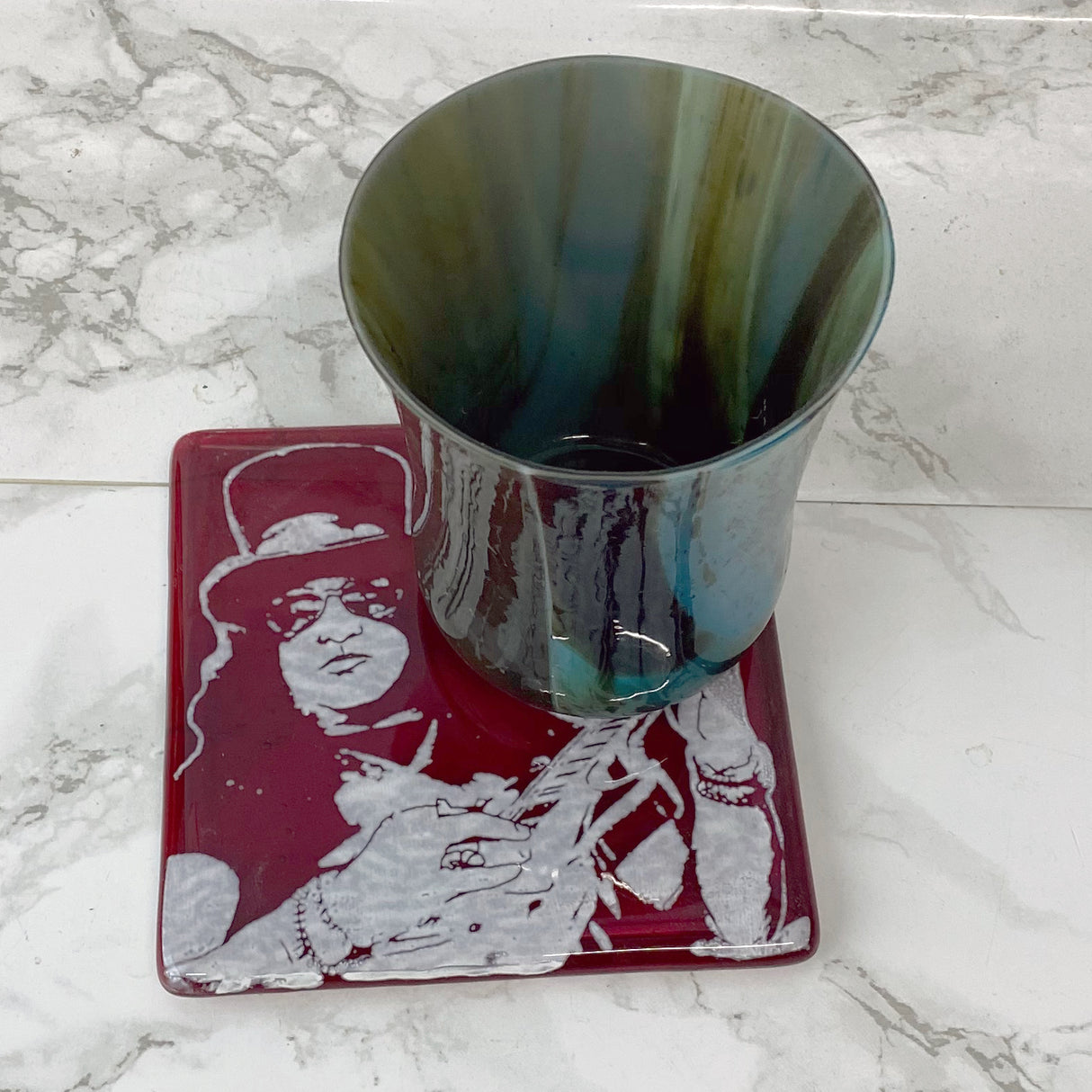 Slash Fused Glass 4" Single Coaster
