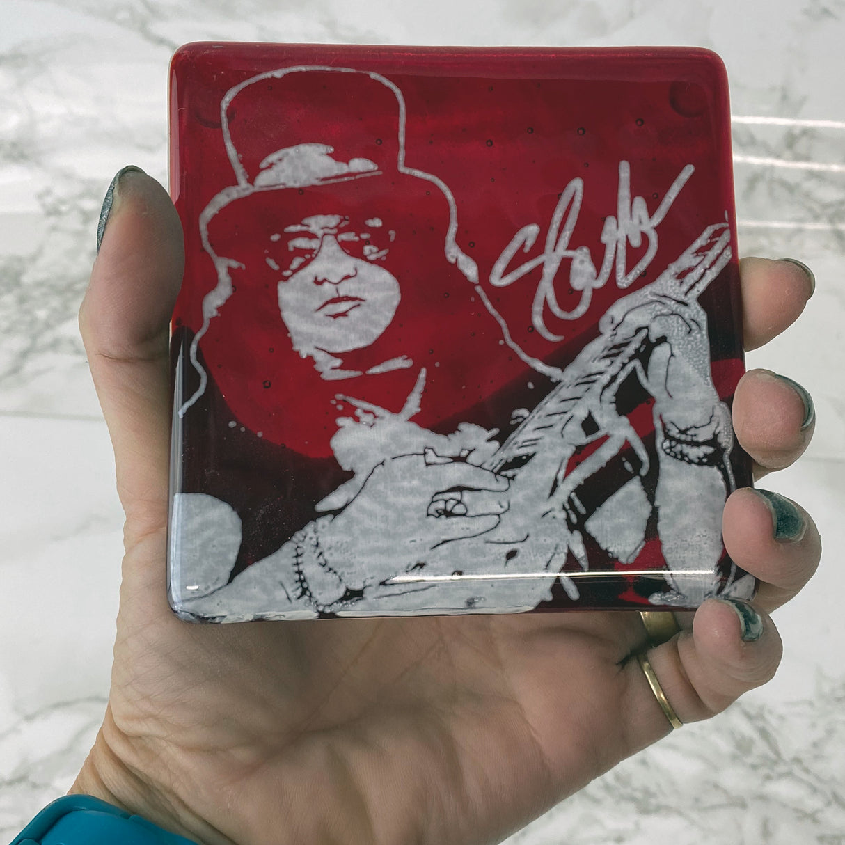 Slash Fused Glass 4" Single Coaster