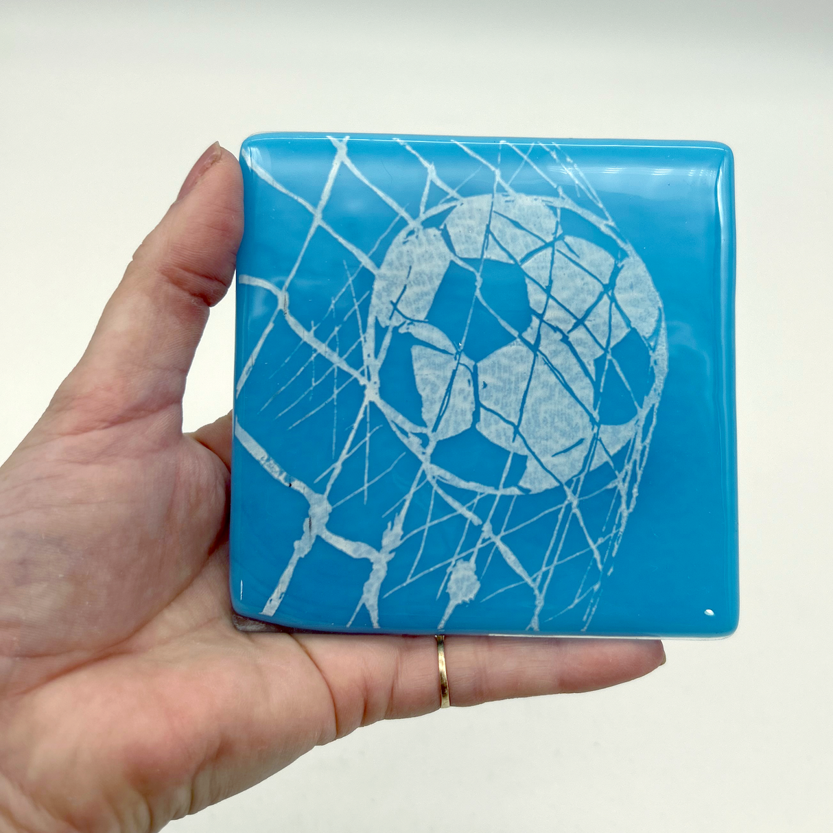 Soccer / Futbol  Fused Glass 4" Single Coaster