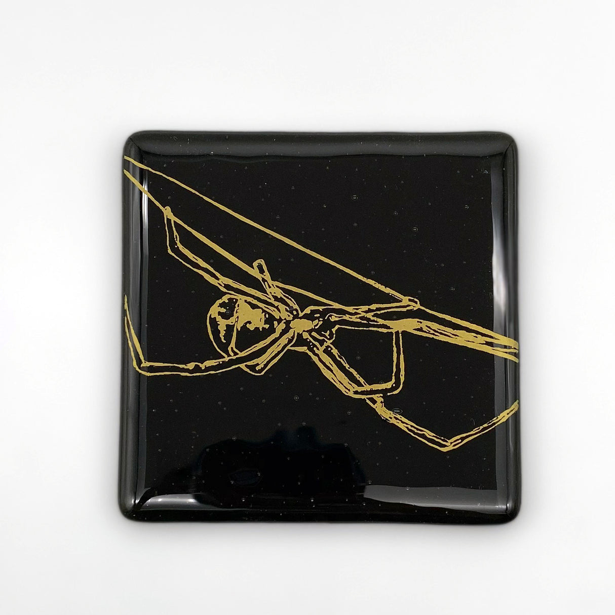 Black Widow Mystical Fused Glass 4" Single Coaster