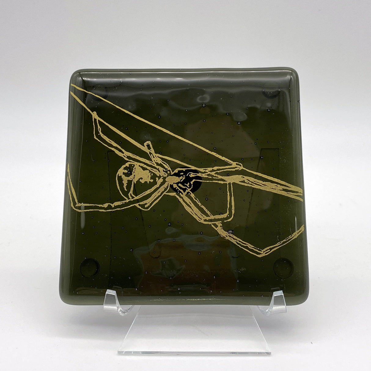Black Widow Mystical Fused Glass 4" Single Coaster
