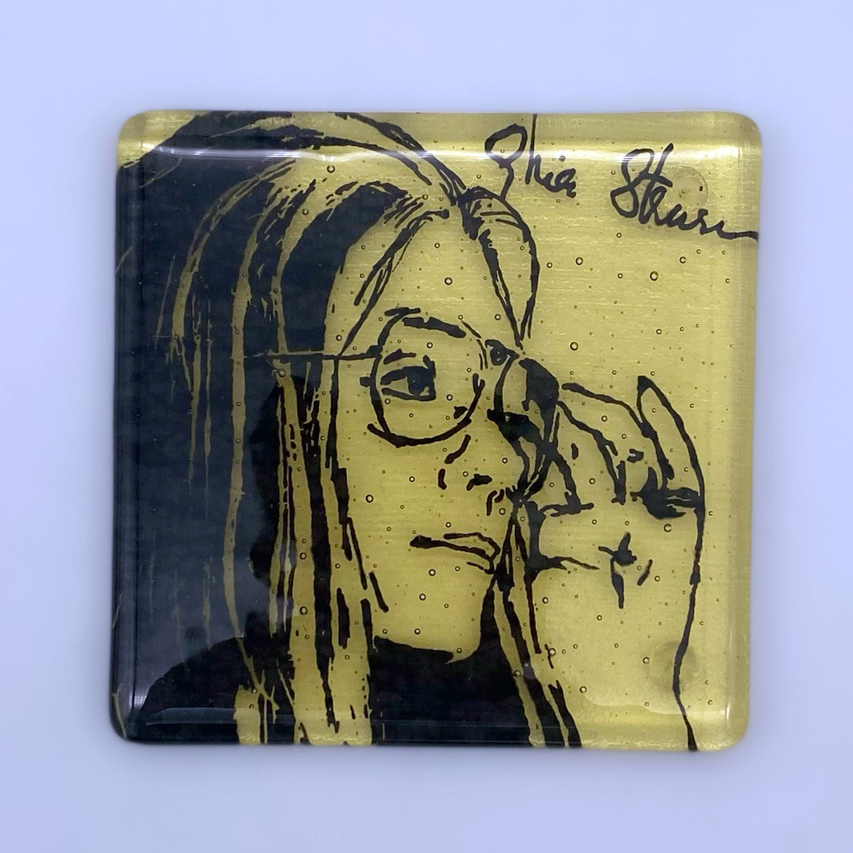 Gloria Steinem Fused Glass 4" Single Coaster