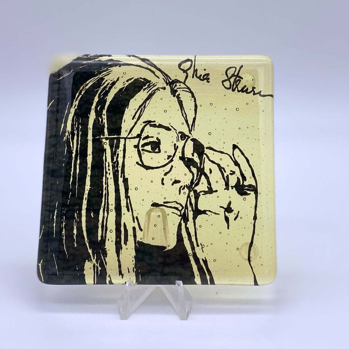 Gloria Steinem Fused Glass 4" Single Coaster