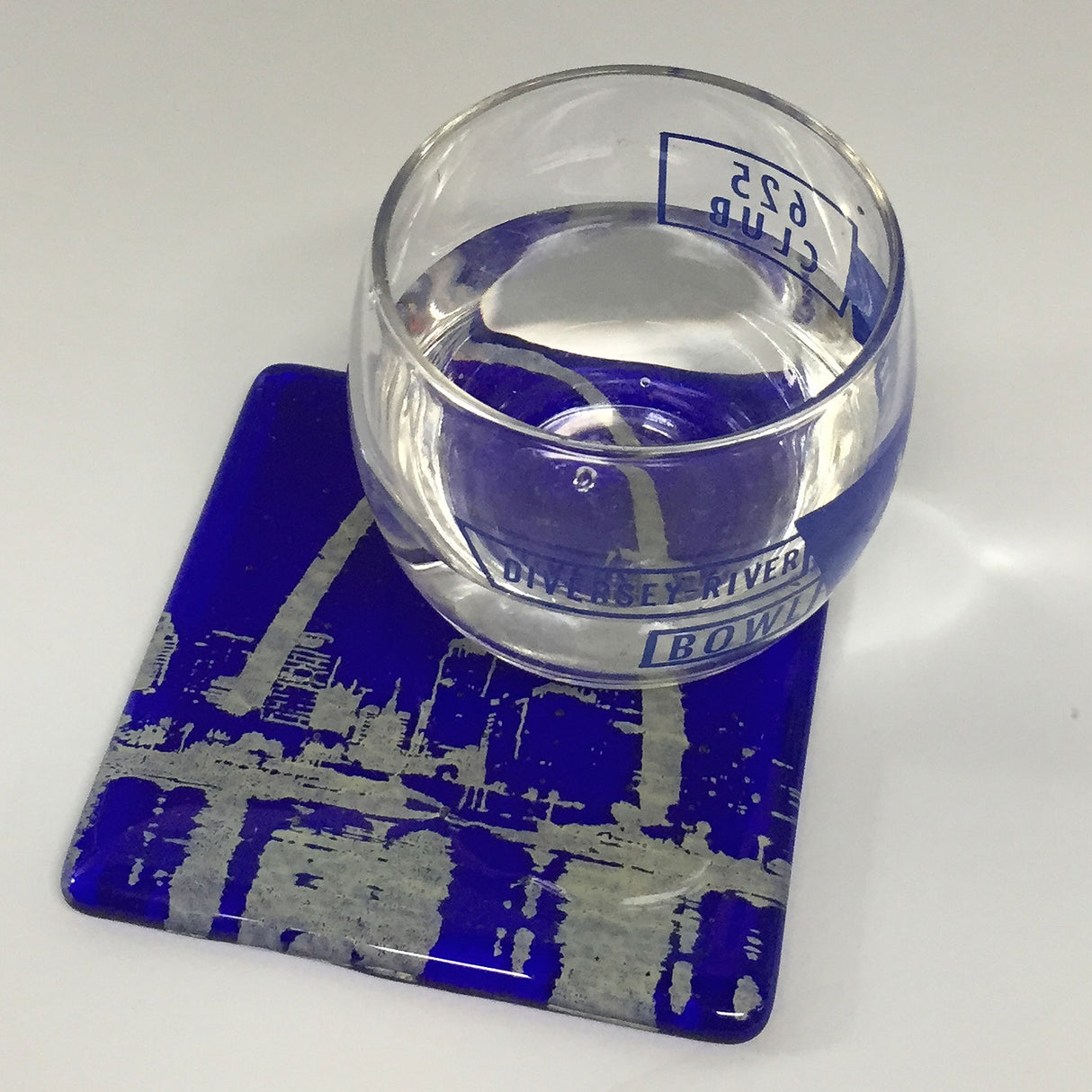 St Louis Arch at night Fused Glass 4" Single Coaster - made to order