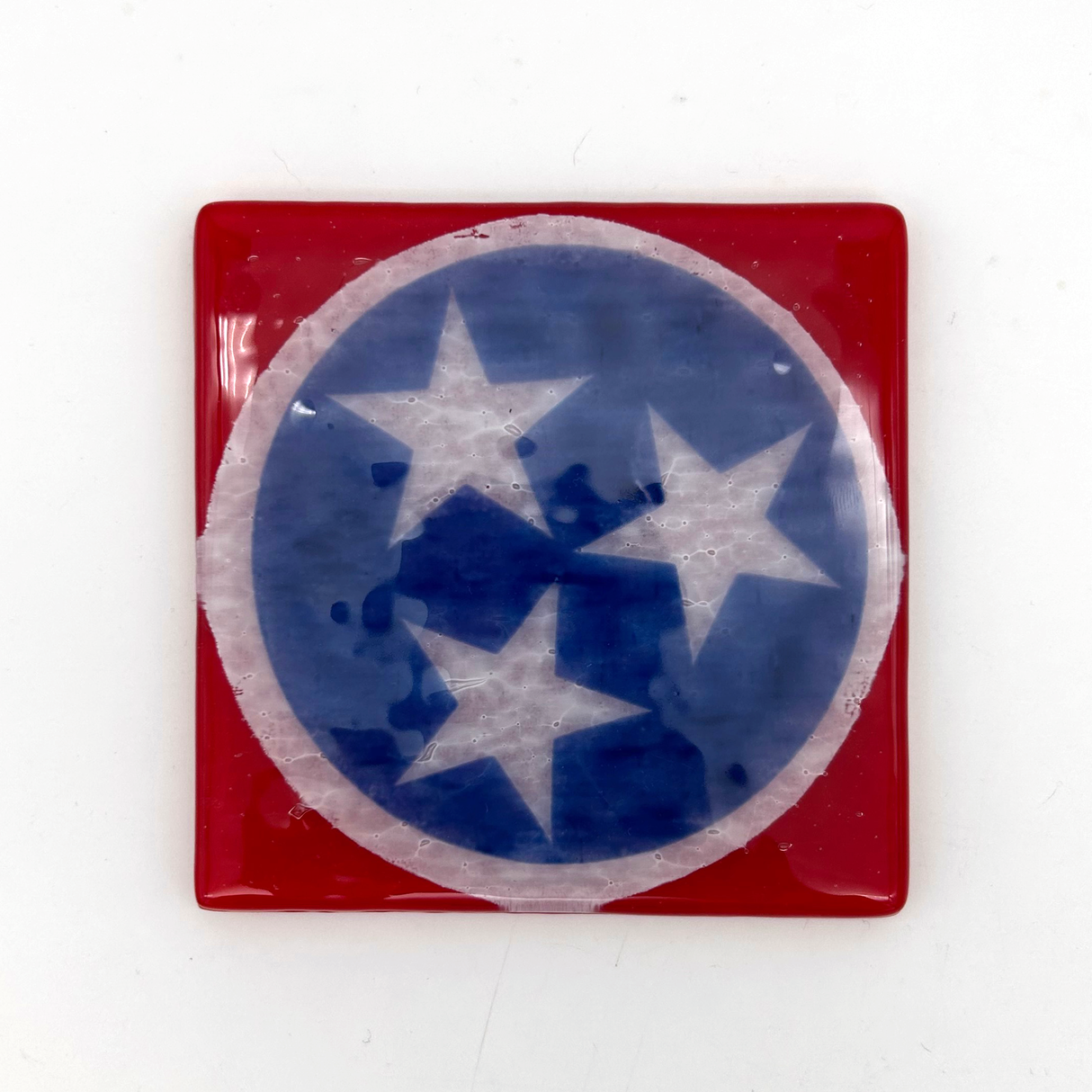 Tennessee Flag Fused Glass 4" Single Coaster - made to order