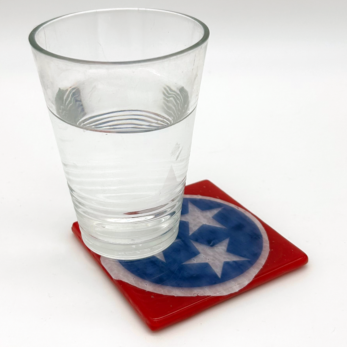 Tennessee Flag Fused Glass 4" Single Coaster - made to order