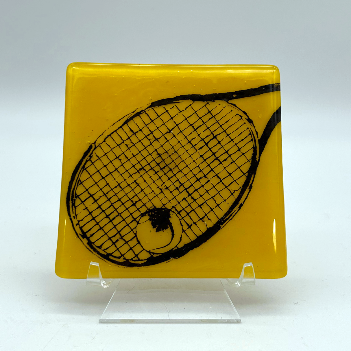 Tennis Fused Glass 4" Single Coaster