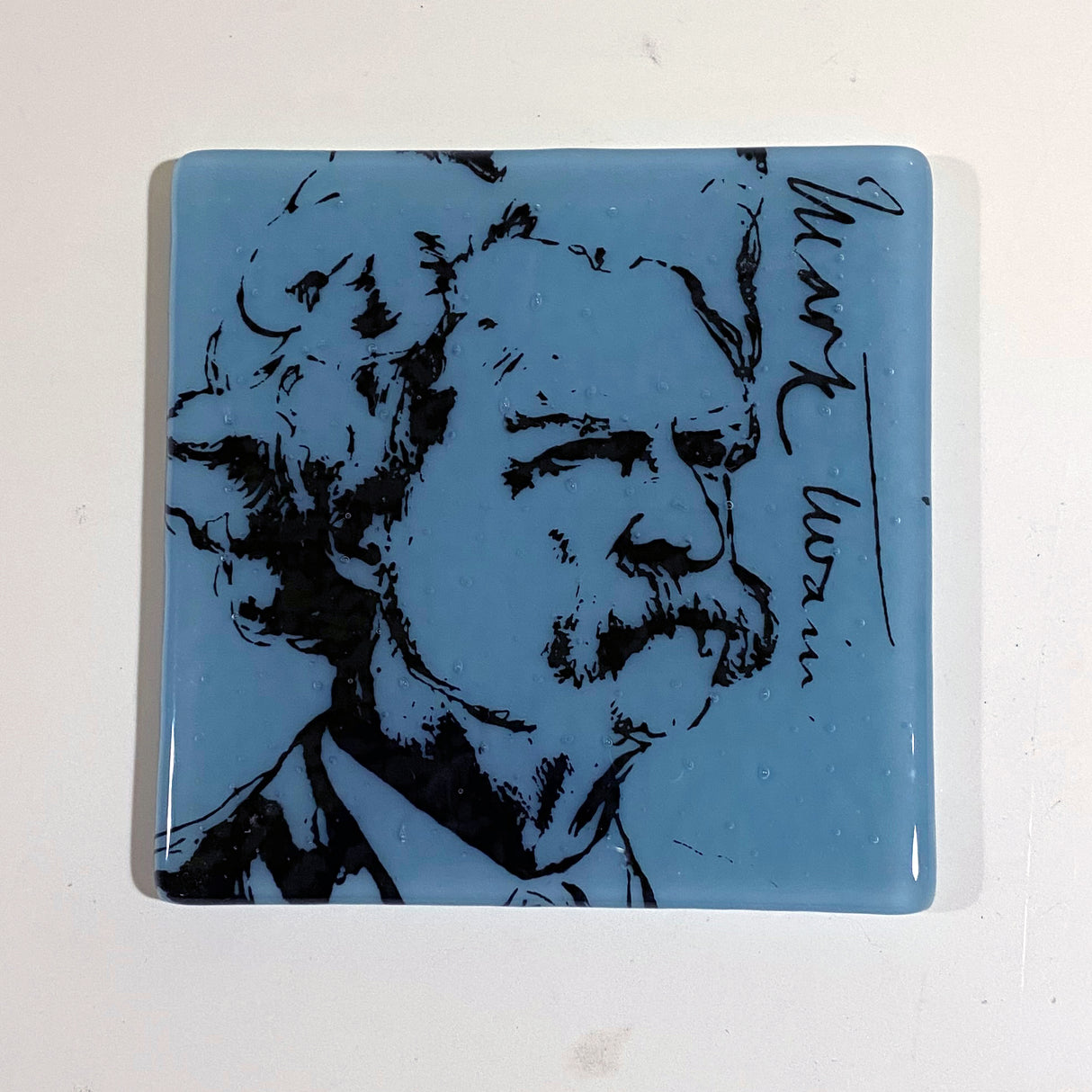 Mark Twain Fused Glass 4" Single Coaster
