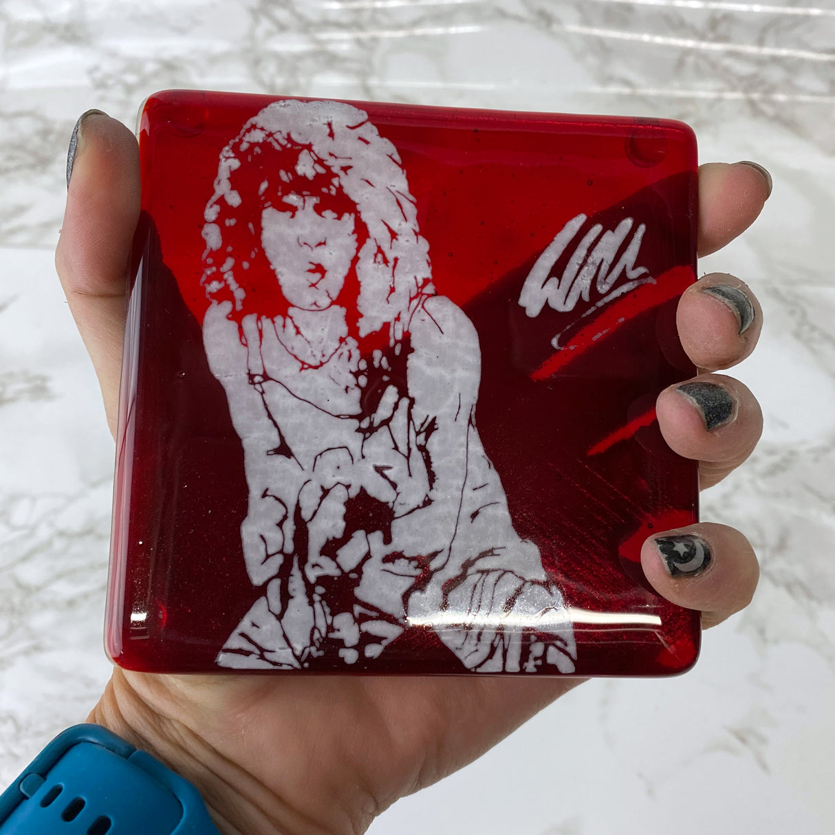 Eddie Van Halen Fused Glass 4" Single Coaster