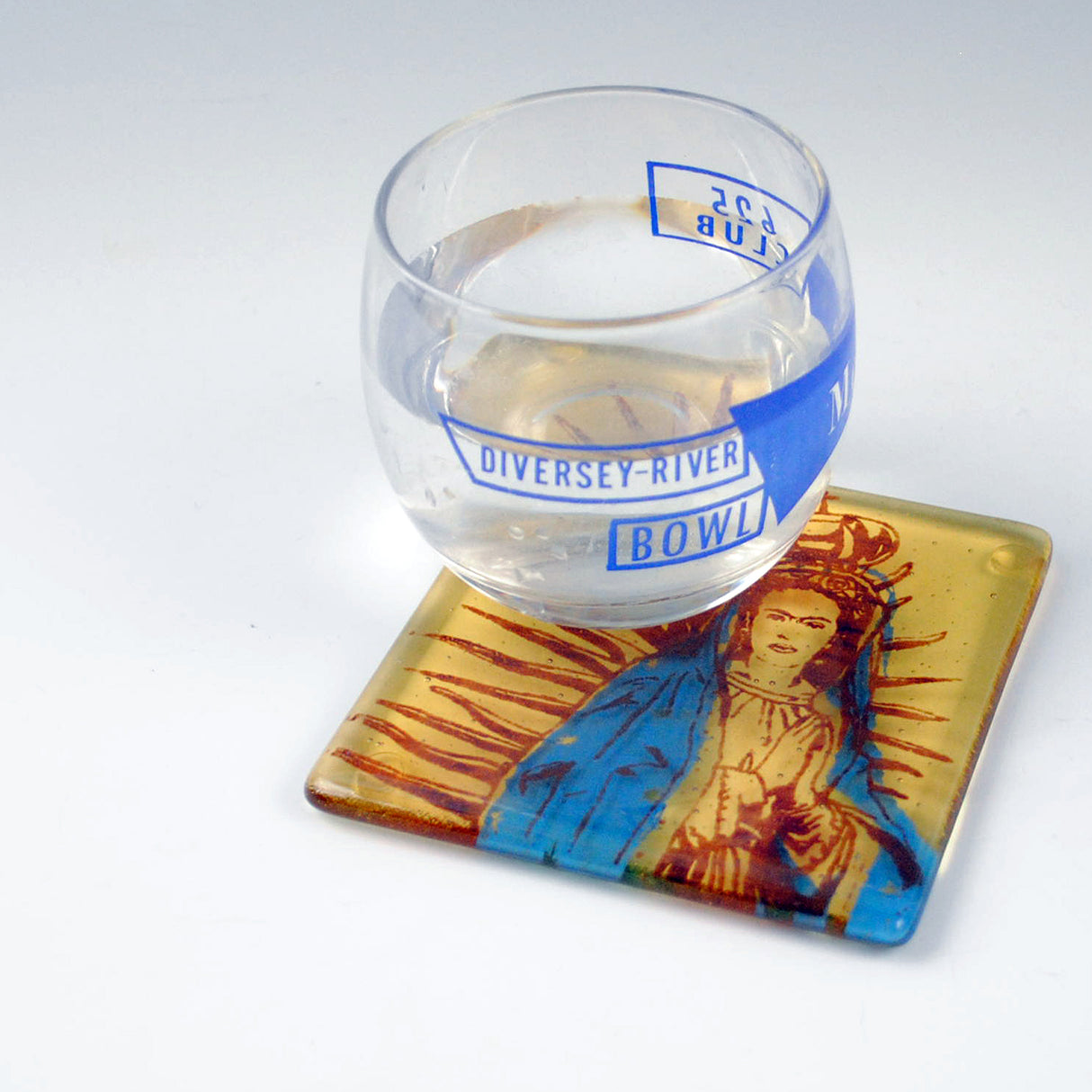 Virgen of Guadalupe Frida Fused Glass 4" Single Coaster