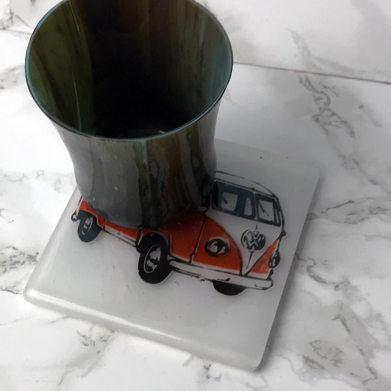 HippyVan Fused Glass 4" Single Coaster