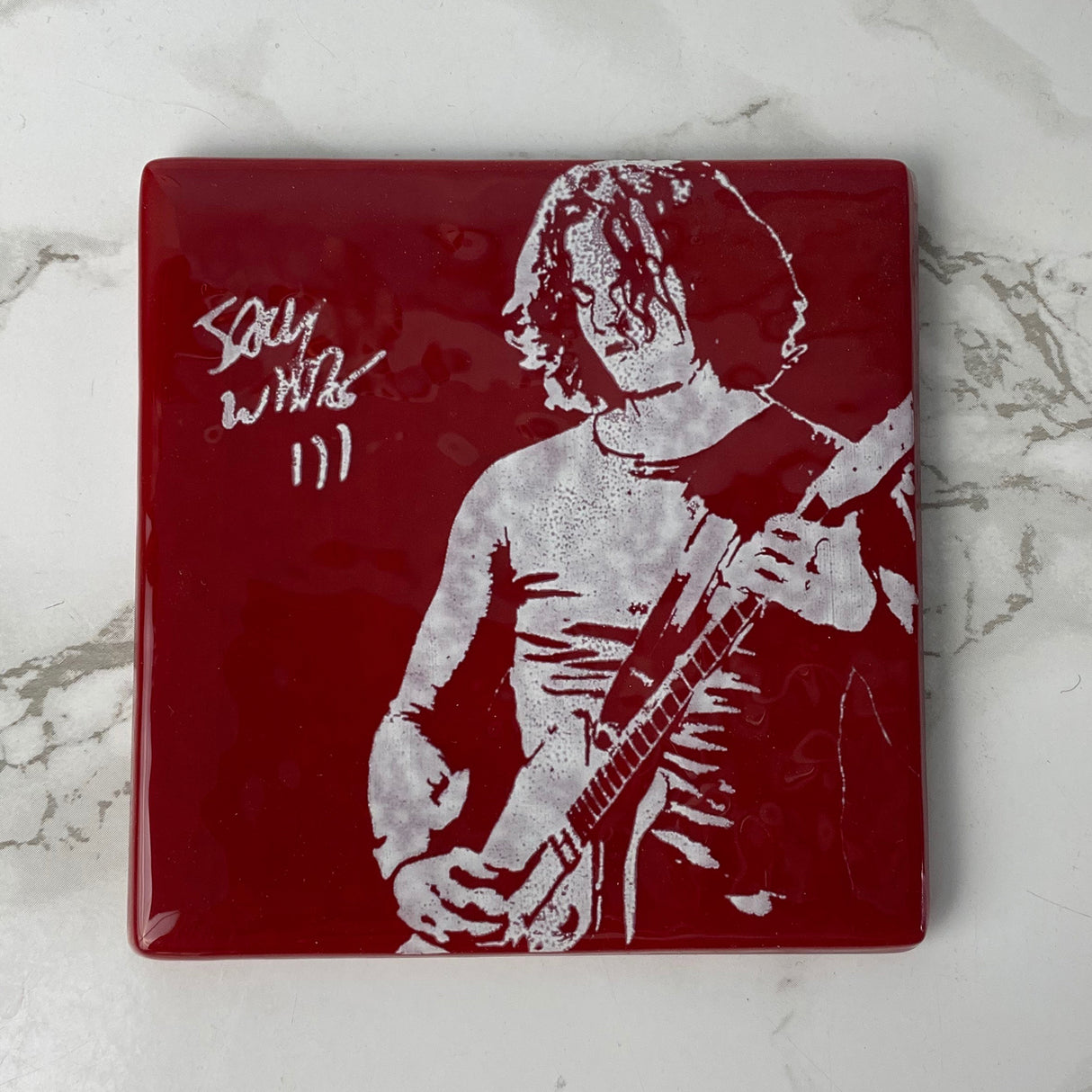 Jack White Fused Glass 4" Single Coaster