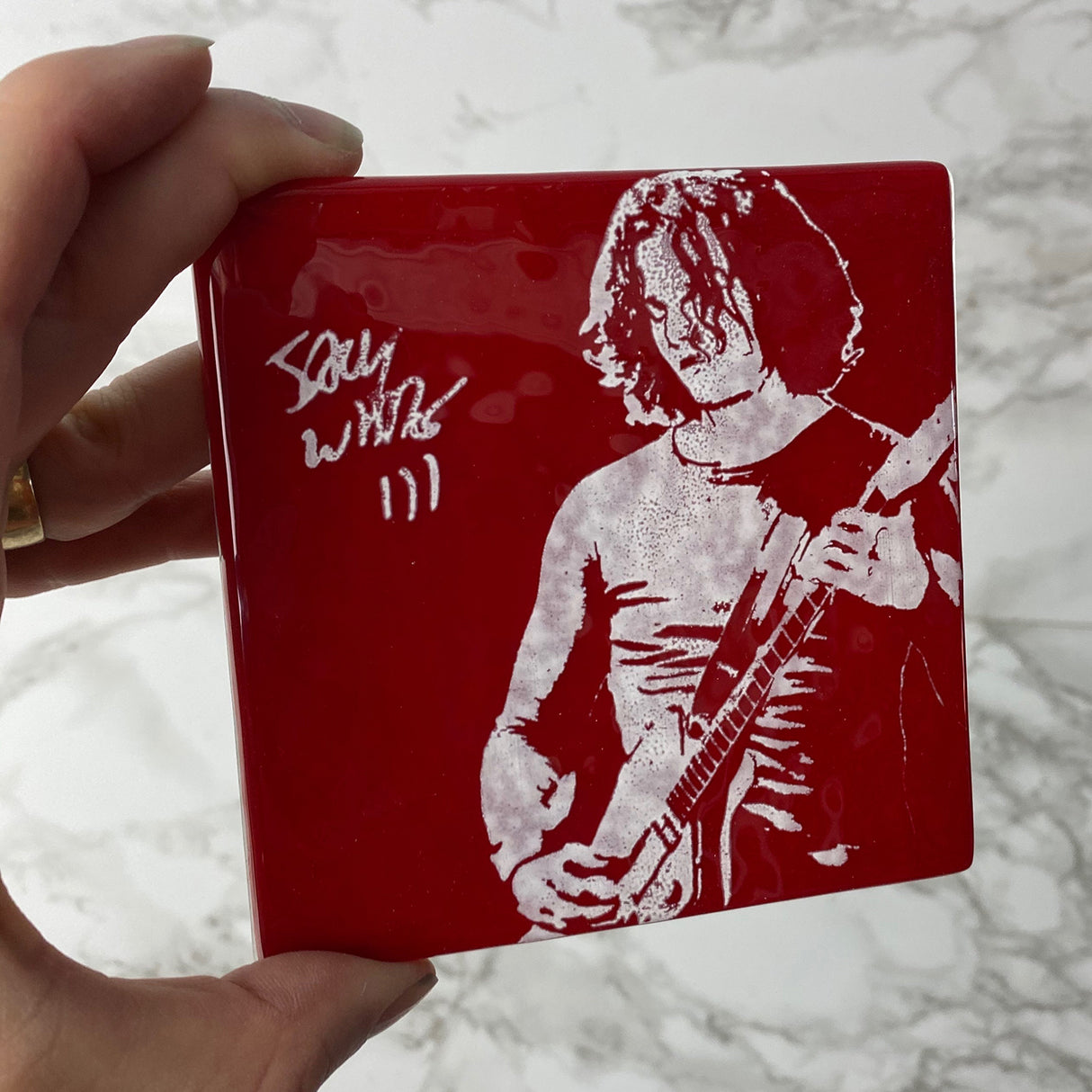 Jack White Fused Glass 4" Single Coaster
