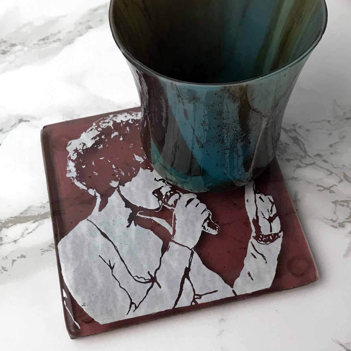 Whitney Houston Fused Glass 4" Single Coaster