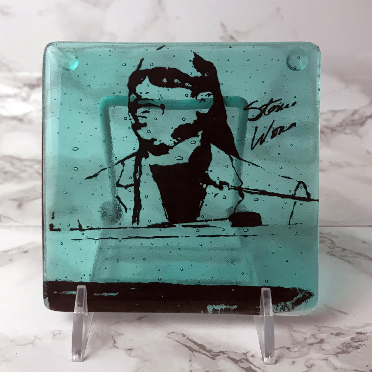 Stevie Wonder Fused Glass 4" Single Coaster