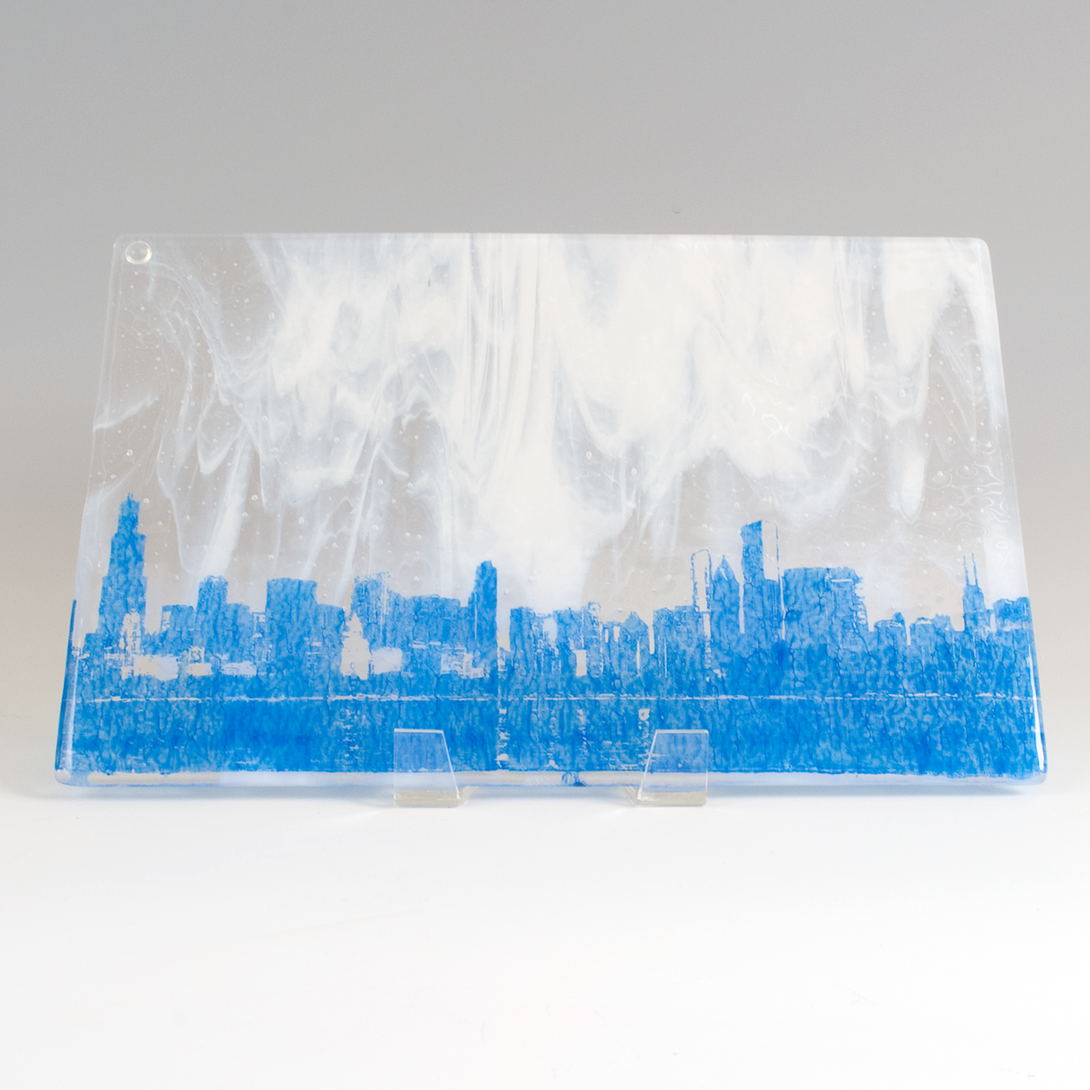 Chicago Skyline 7x11" Fused Glass Cheese Plate