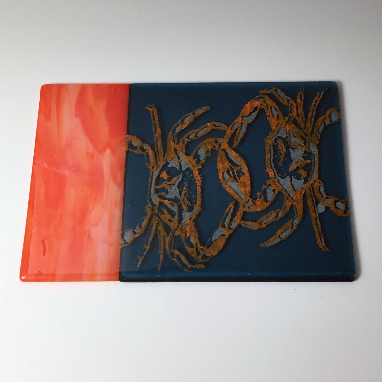 Maryland Crab 7x11" Fused Glass Cheese Plate - made to order