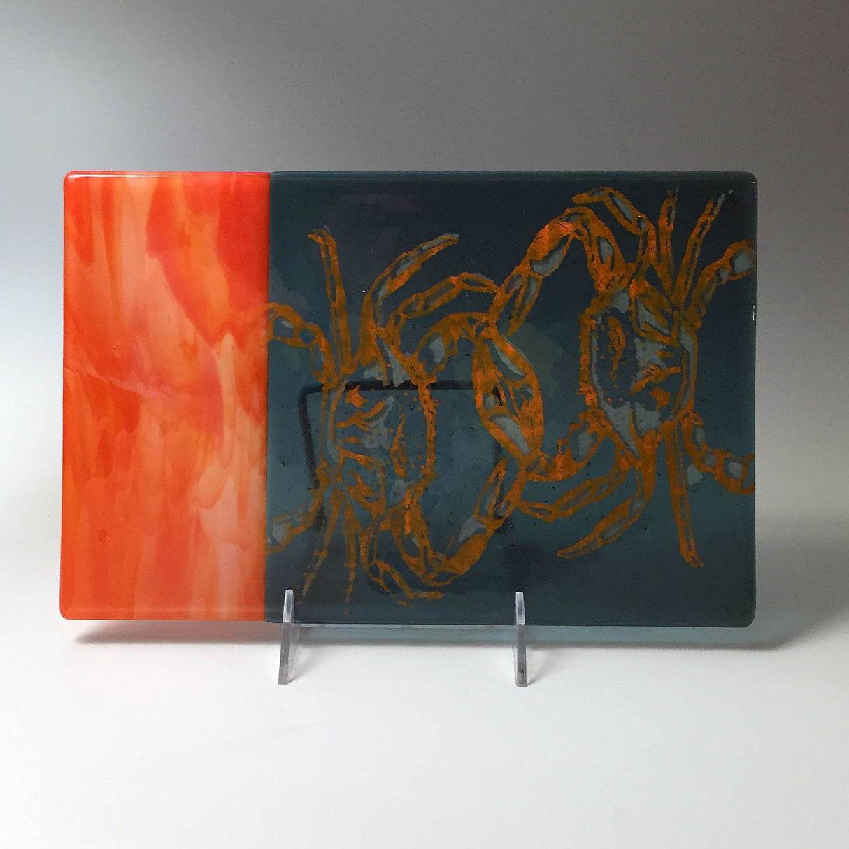 Maryland Crab 7x11" Fused Glass Cheese Plate - made to order