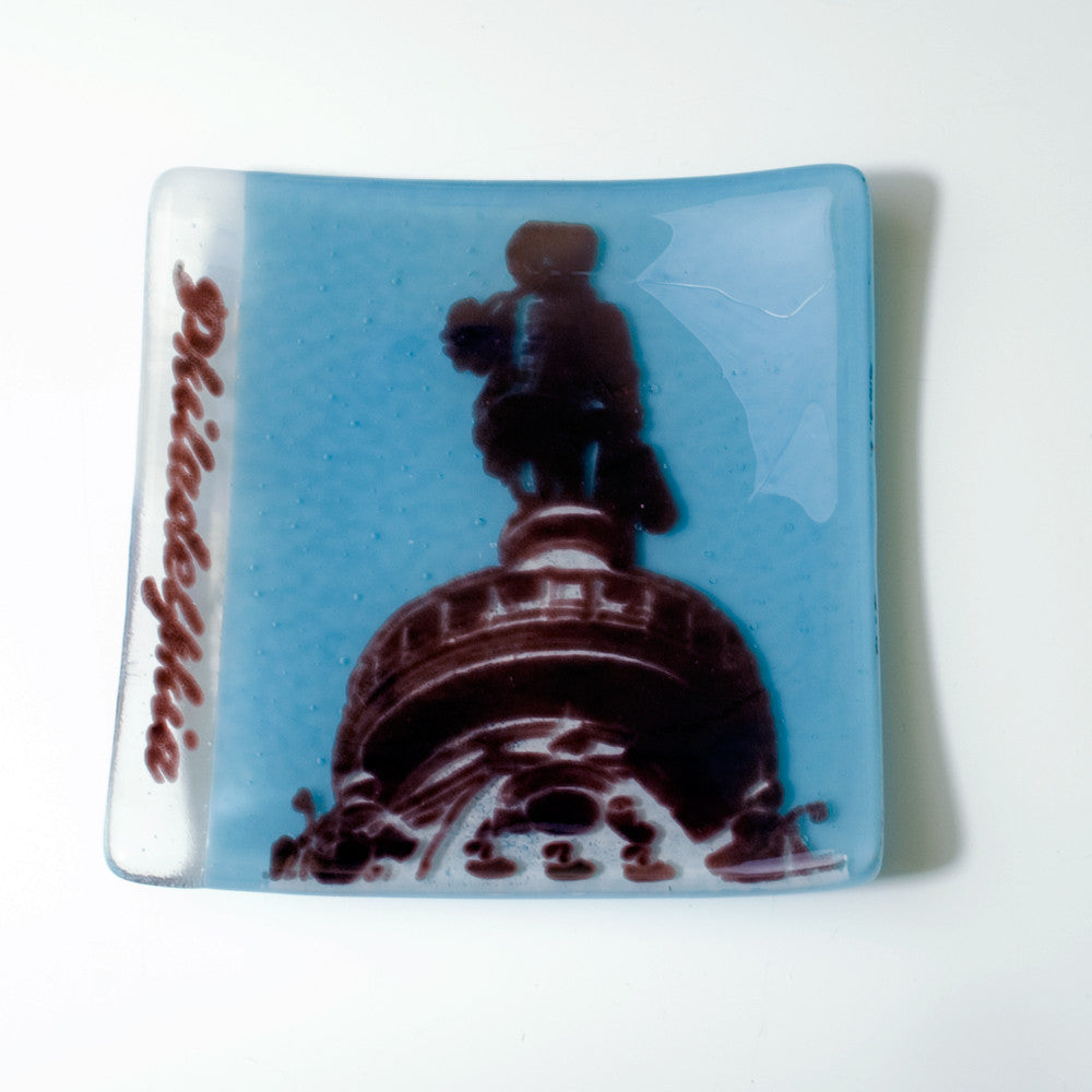 Philadelphia William Penn Statue 4.5" Handmade Fused Glass Catch-all Dish