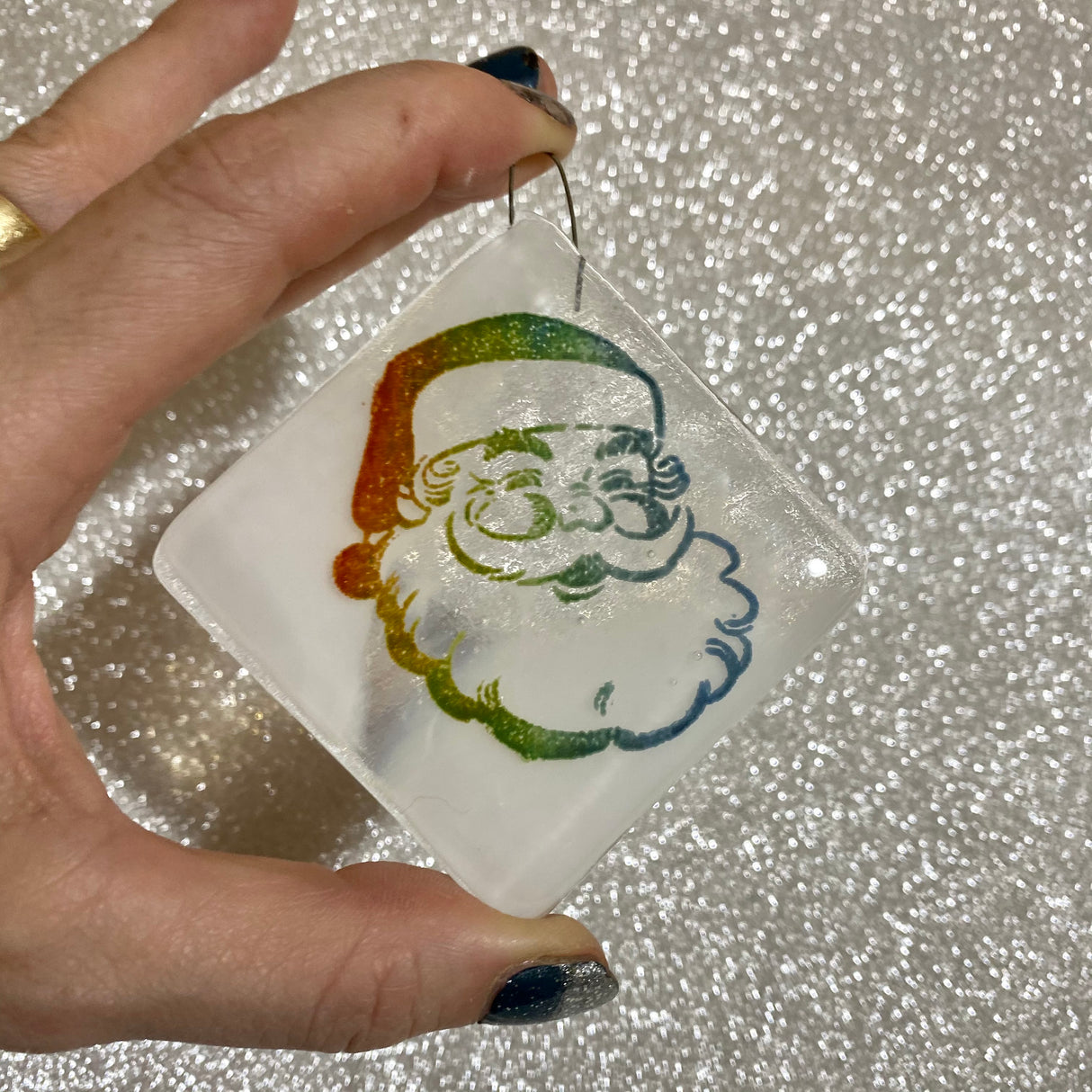 Vintage Santa RAINBOW Ornament