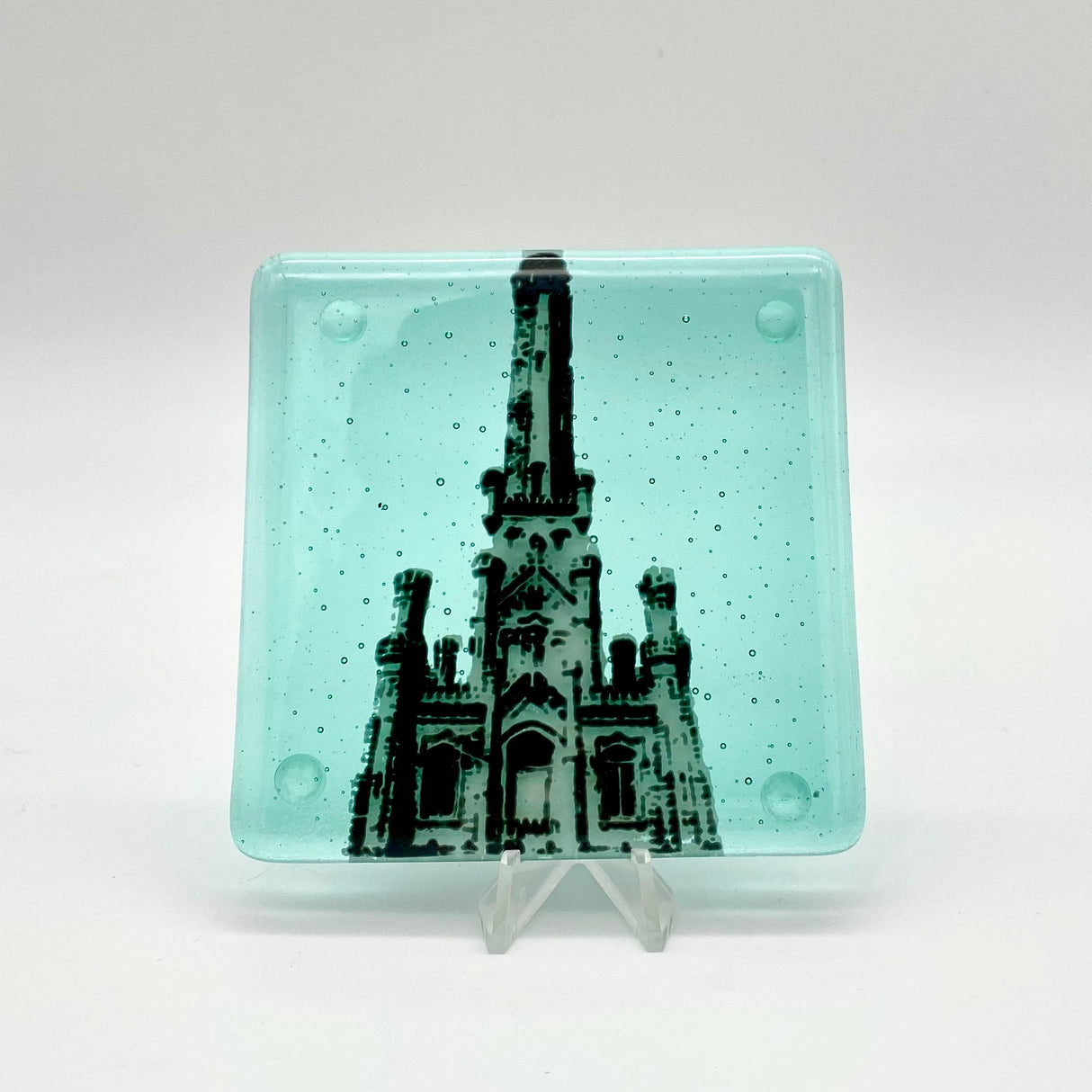 Chicago Water Tower Fused Glass 4" Single Coaster