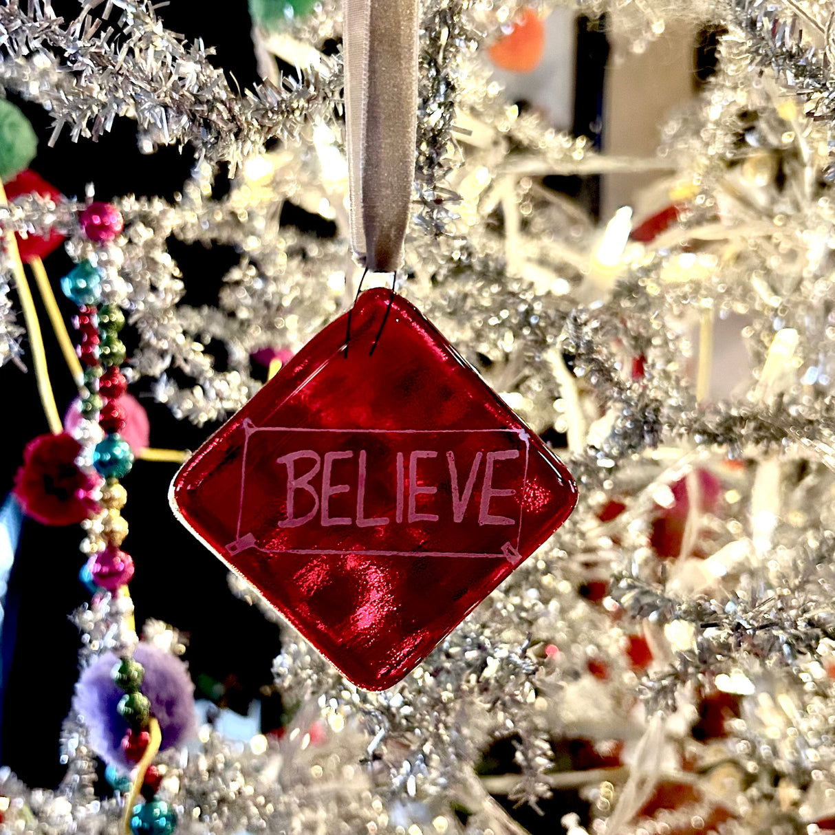 Ted Lasso "Believe" 2.25" Fused Glass Ornament