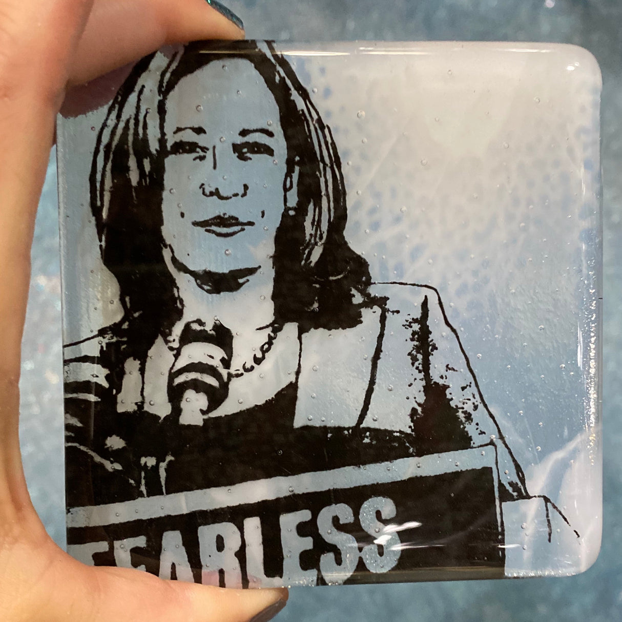 Kamala Harris Fused Glass 4" Single Coaster