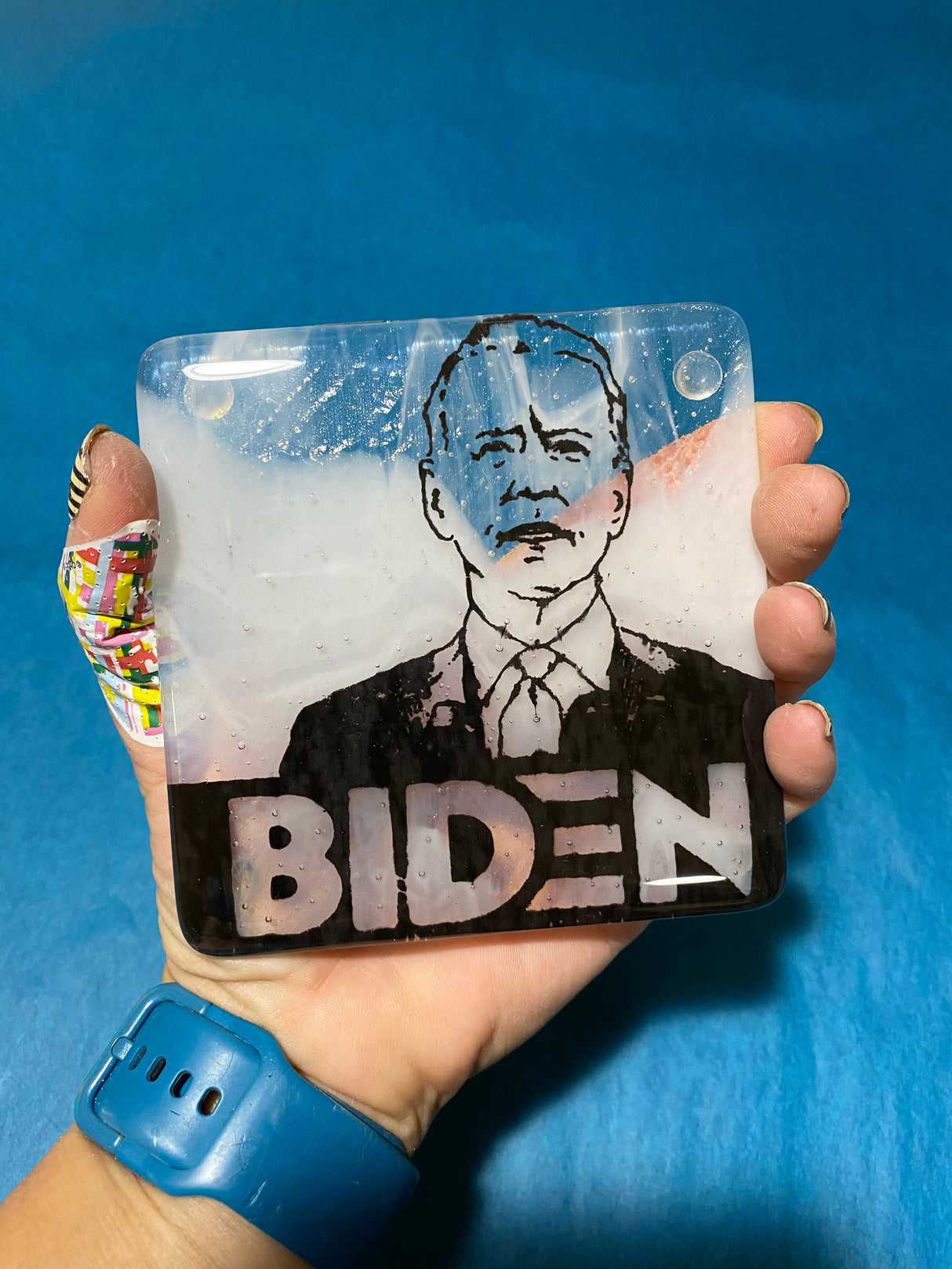 Joe Biden Fused Glass 4" Single Coaster