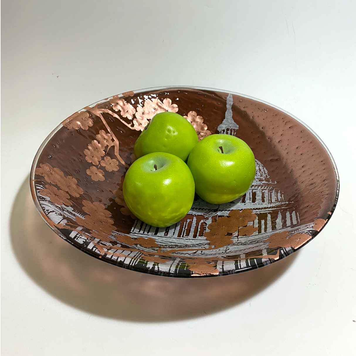 Washington DC Cherry Blossom Large 13" Fused Glass Serving Bowl | Made to order