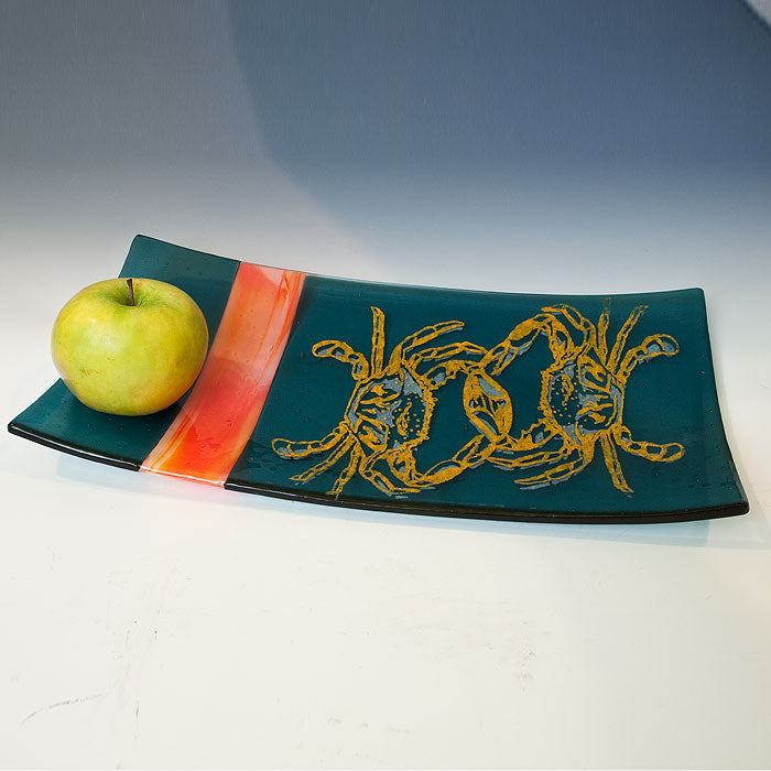 Maryland Crab Fused Glass 15" Long Platter - made to order