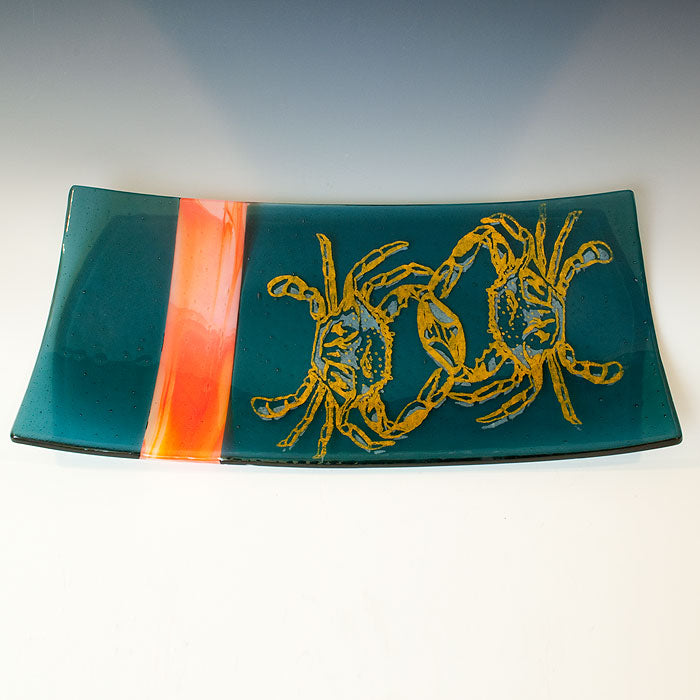Maryland Crab Fused Glass 15" Long Platter - made to order