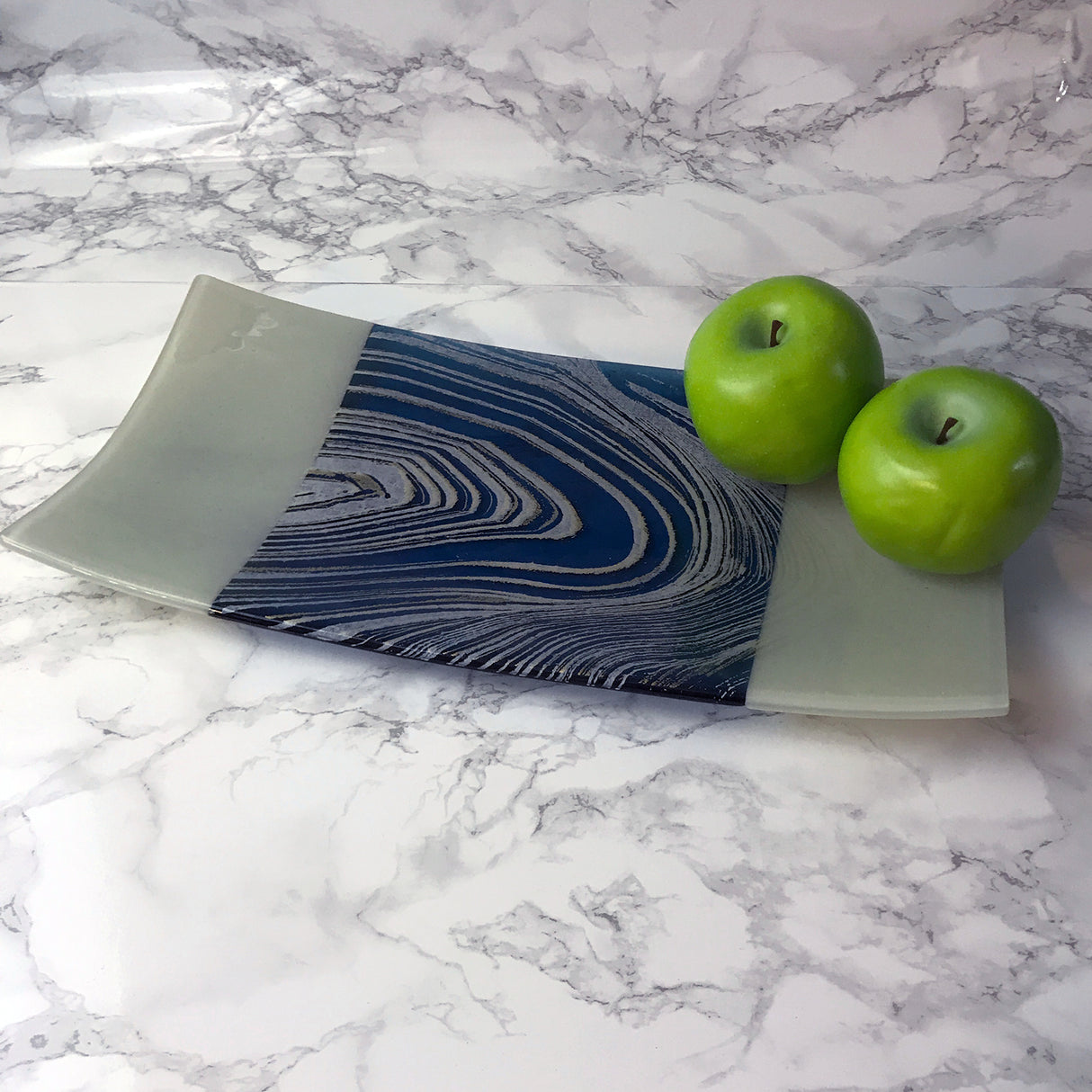 Agate 15" Long Fused Glass Serving Platter