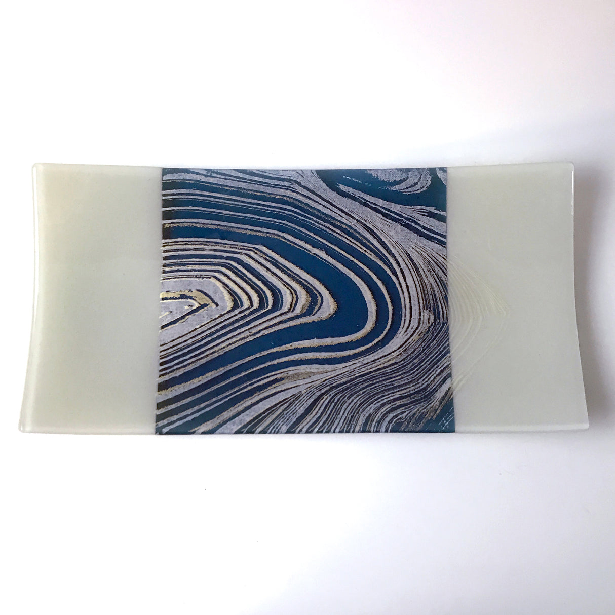 Agate 15" Long Fused Glass Serving Platter