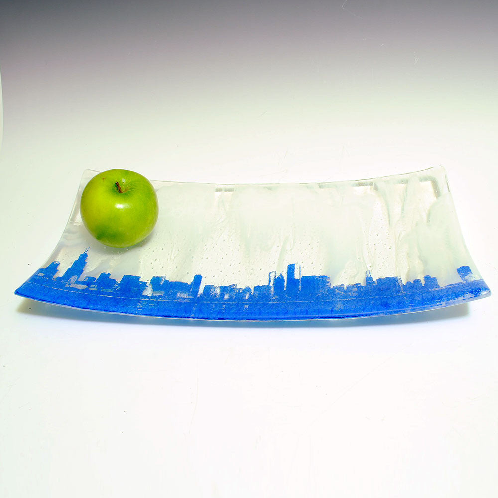 Chicago Skyline Fused Glass 15" Long Platter