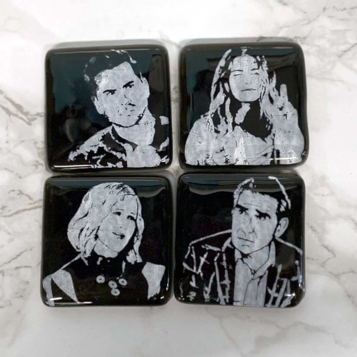 Schitt's Creek 4-pack Fused Glass 1.75" Magnets