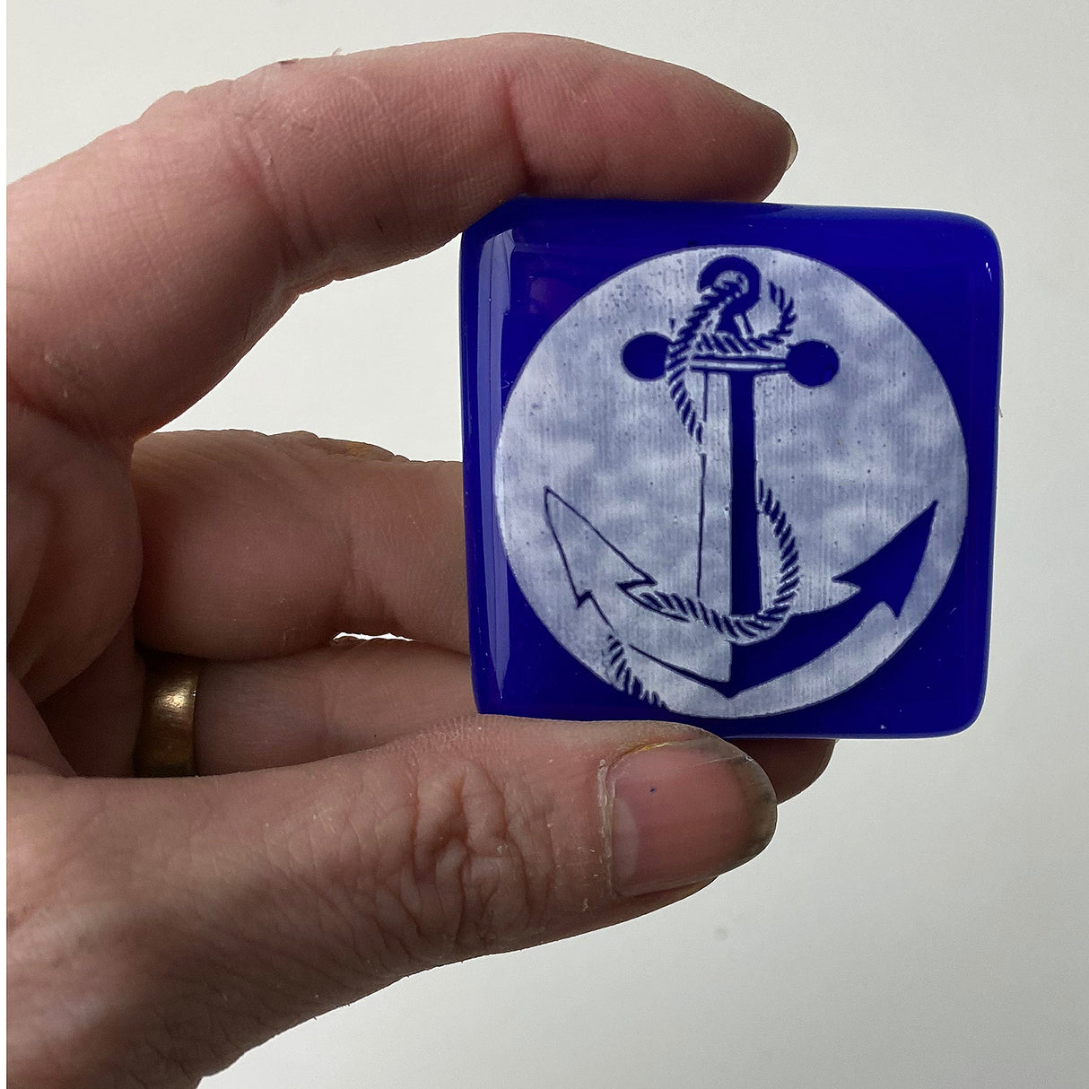Anchor Tattoo Fused Glass 1.75" Magnet