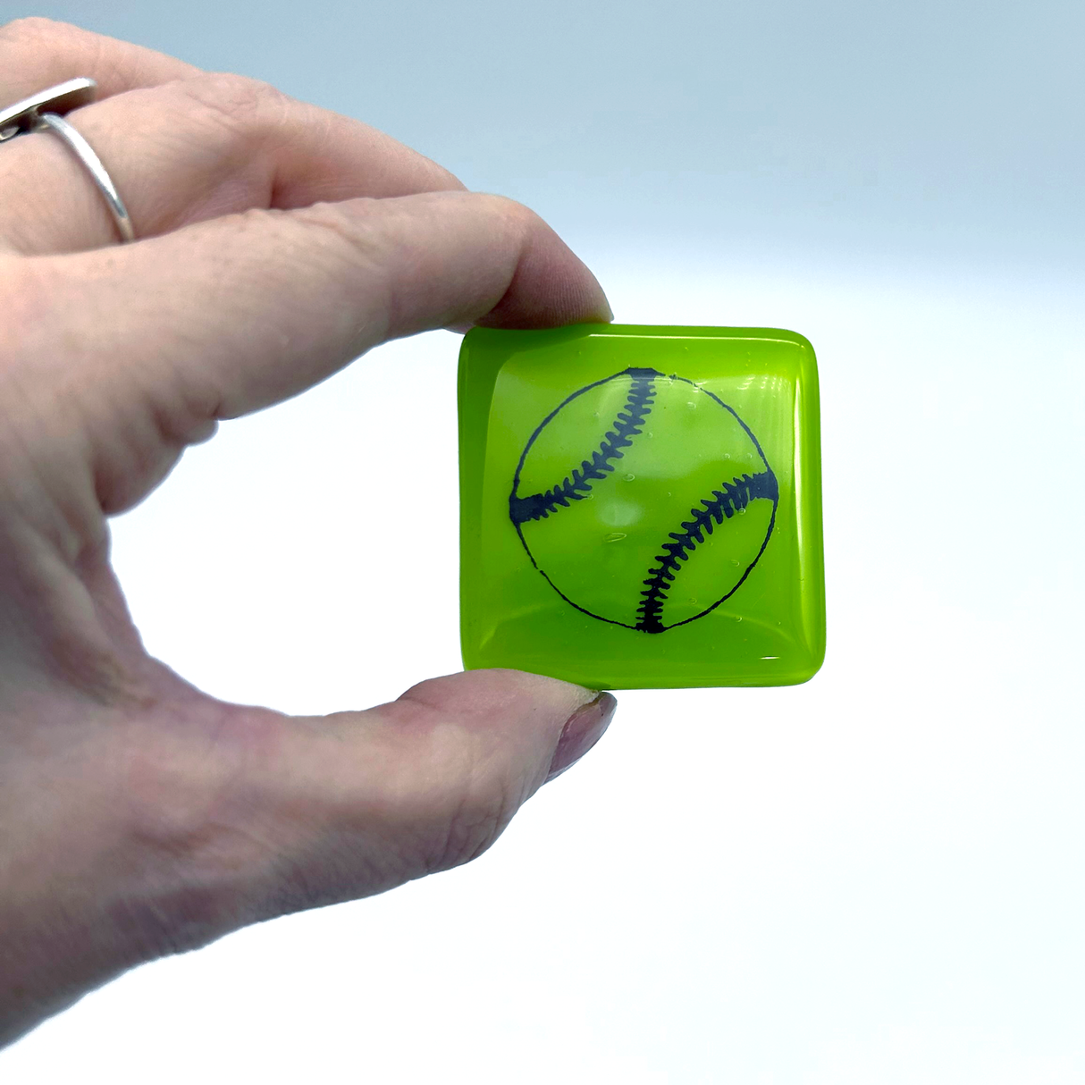 Baseball Fused Glass 1.75" Magnet