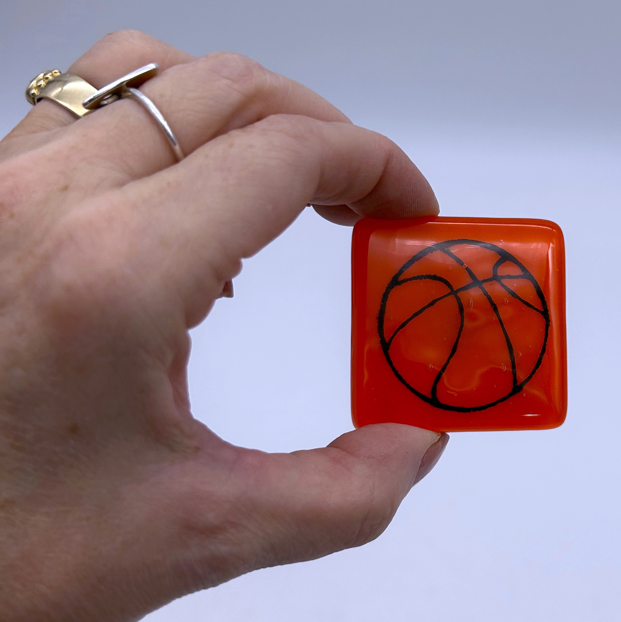 Basketball Fused Glass 1.75" Magnet