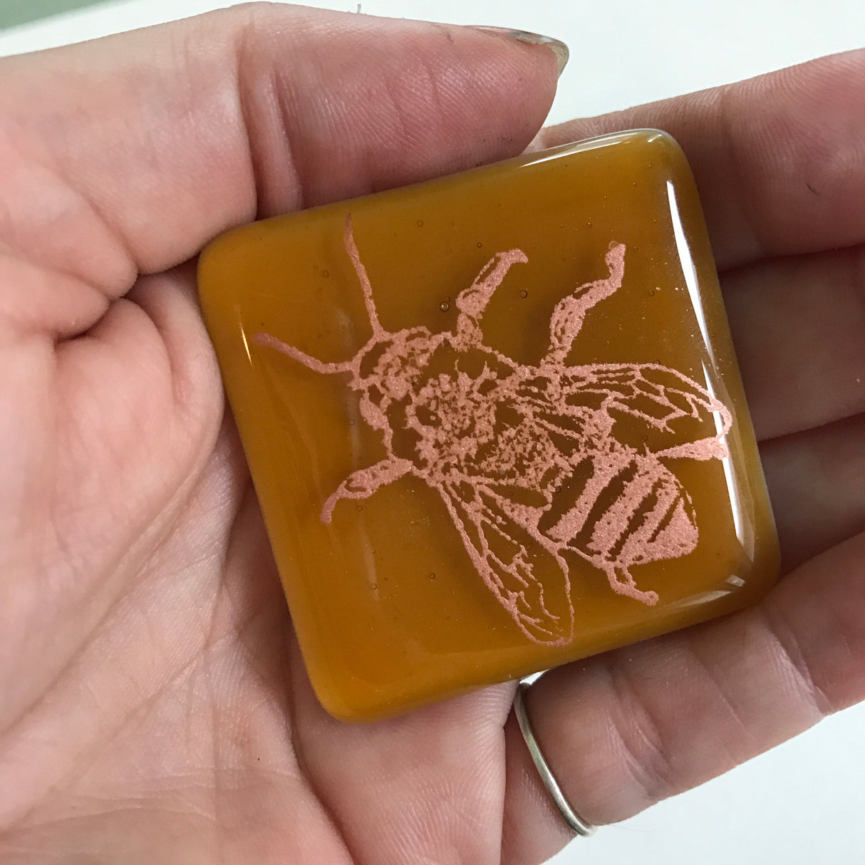 Honeybee Fused Glass 1.75" Magnet
