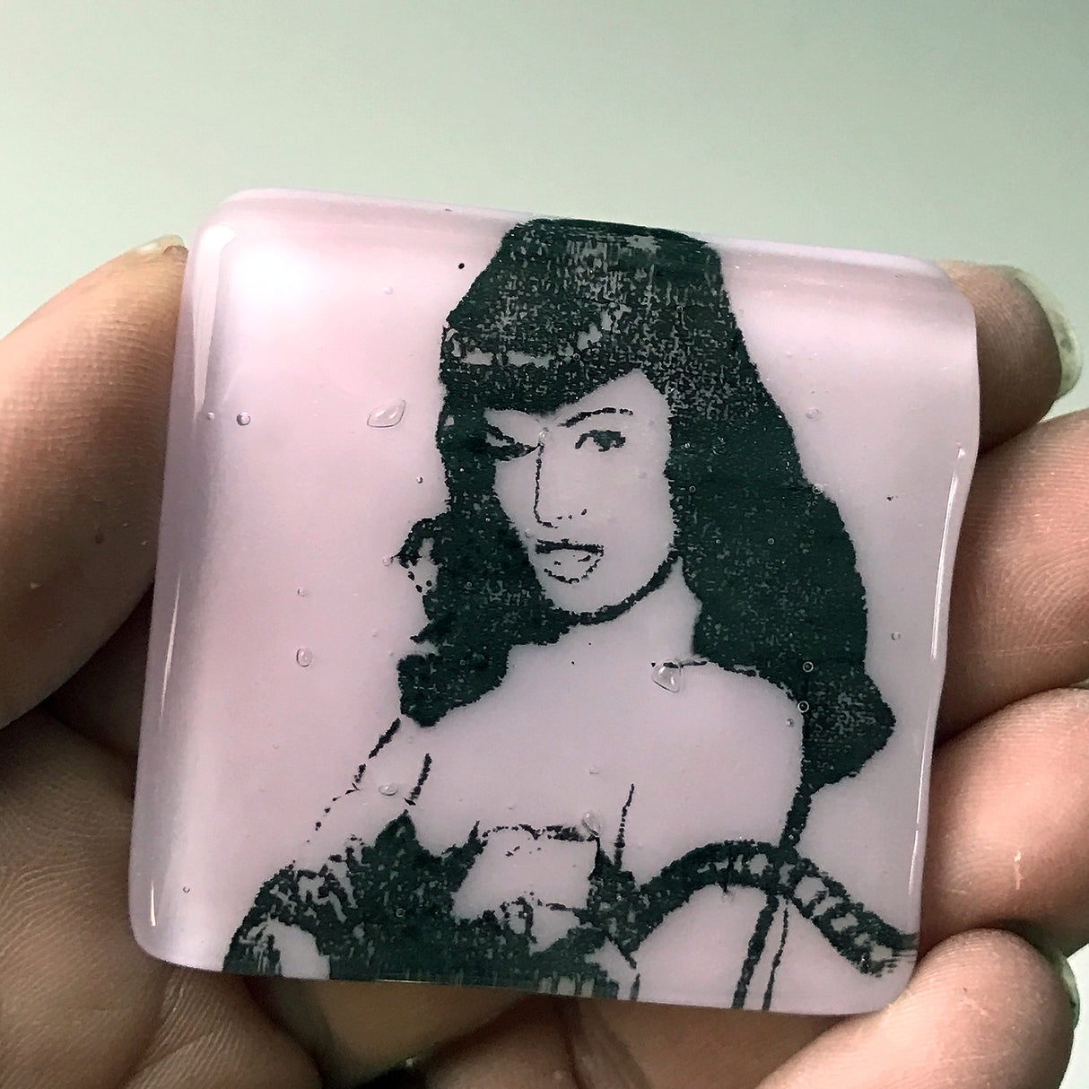 Bettie Page Fused Glass 1.75" Magnet - discontinued
